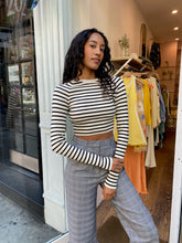 Load image into Gallery viewer, Tivi Cropped Sweater in Cream + Black Stripe
