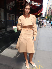 Aline Pleat Skirt in Tan