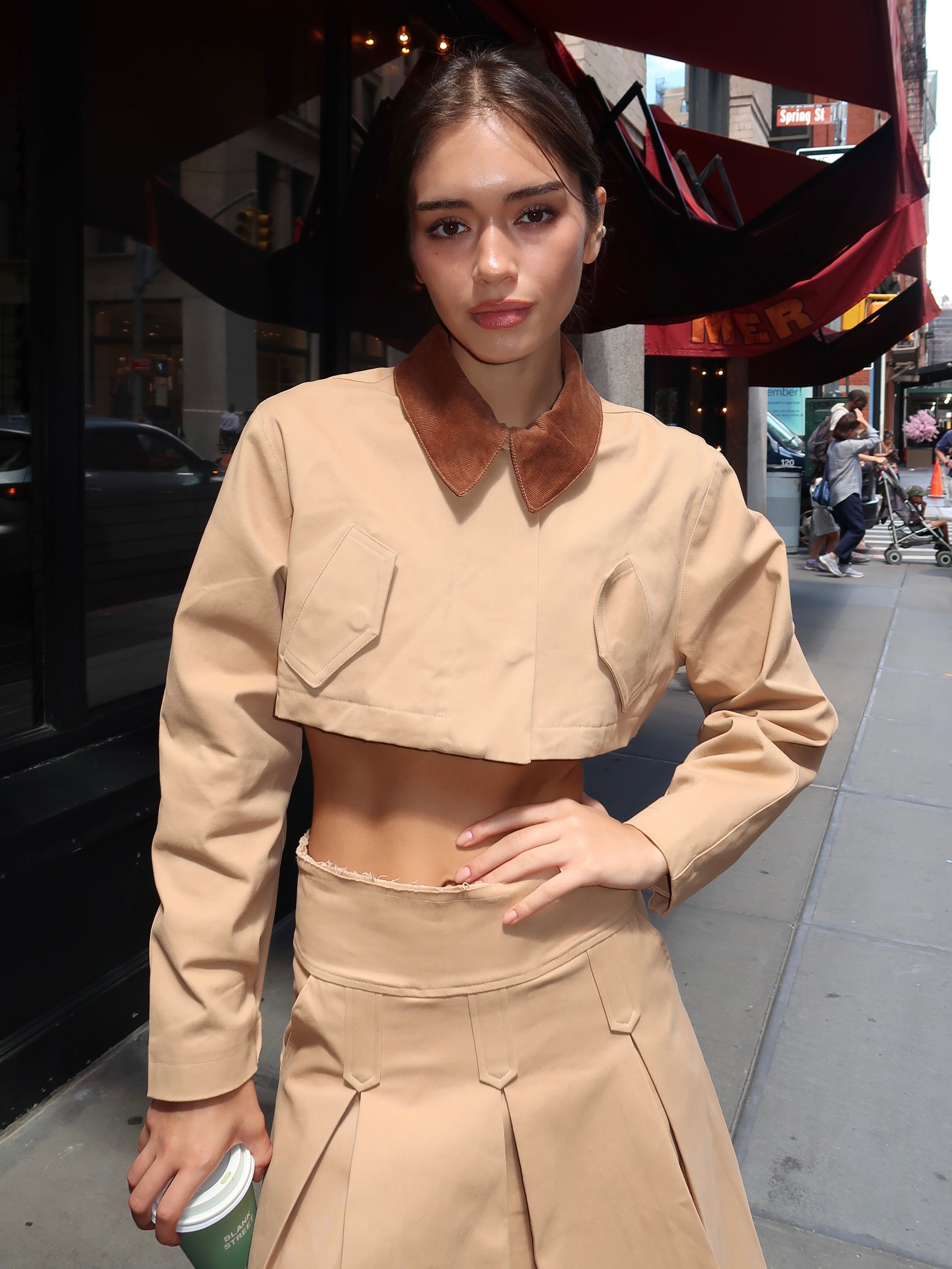 Park Walk Crop Jacket in Tan