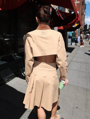 Aline Pleat Skirt in Tan