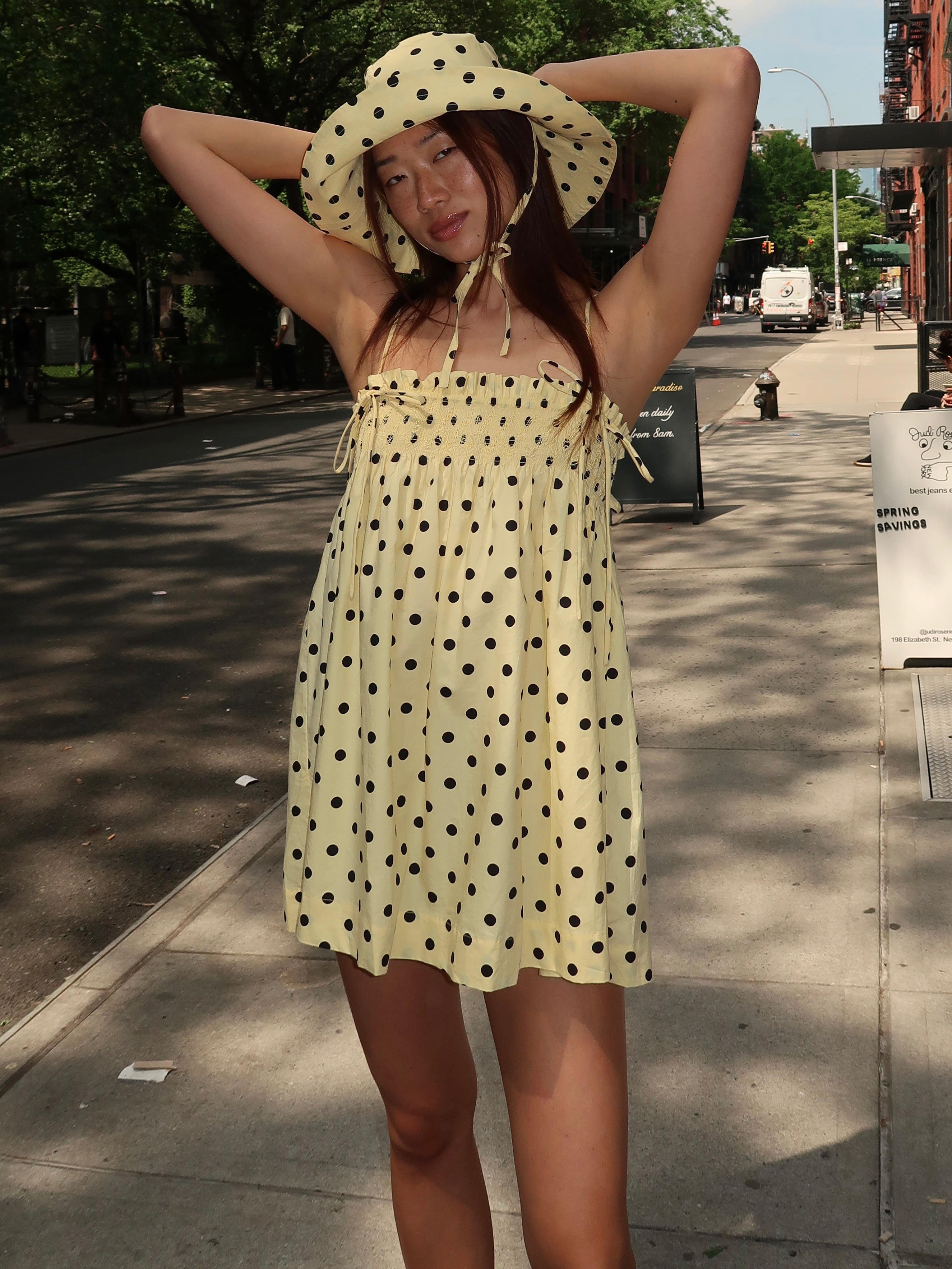 Lilo Mini Dress in Yellow Butter Spot