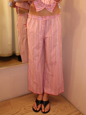 Cosima Relaxed Trouser in Pink Stripe