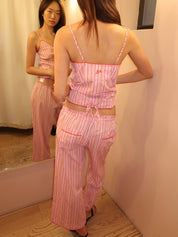 Cosima Relaxed Trouser in Pink Stripe