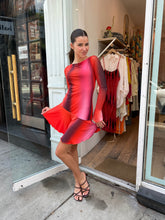Load image into Gallery viewer, Asymmetric Mesh Mini Dress in Blur Print
