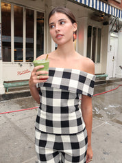 Pippa Strapless Top in Heritage Plaid
