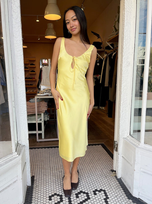 Andie Keyhole Midi Dress in Lemon
