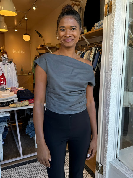Locust Off-Shoulder Top in Charcoal – Isalis