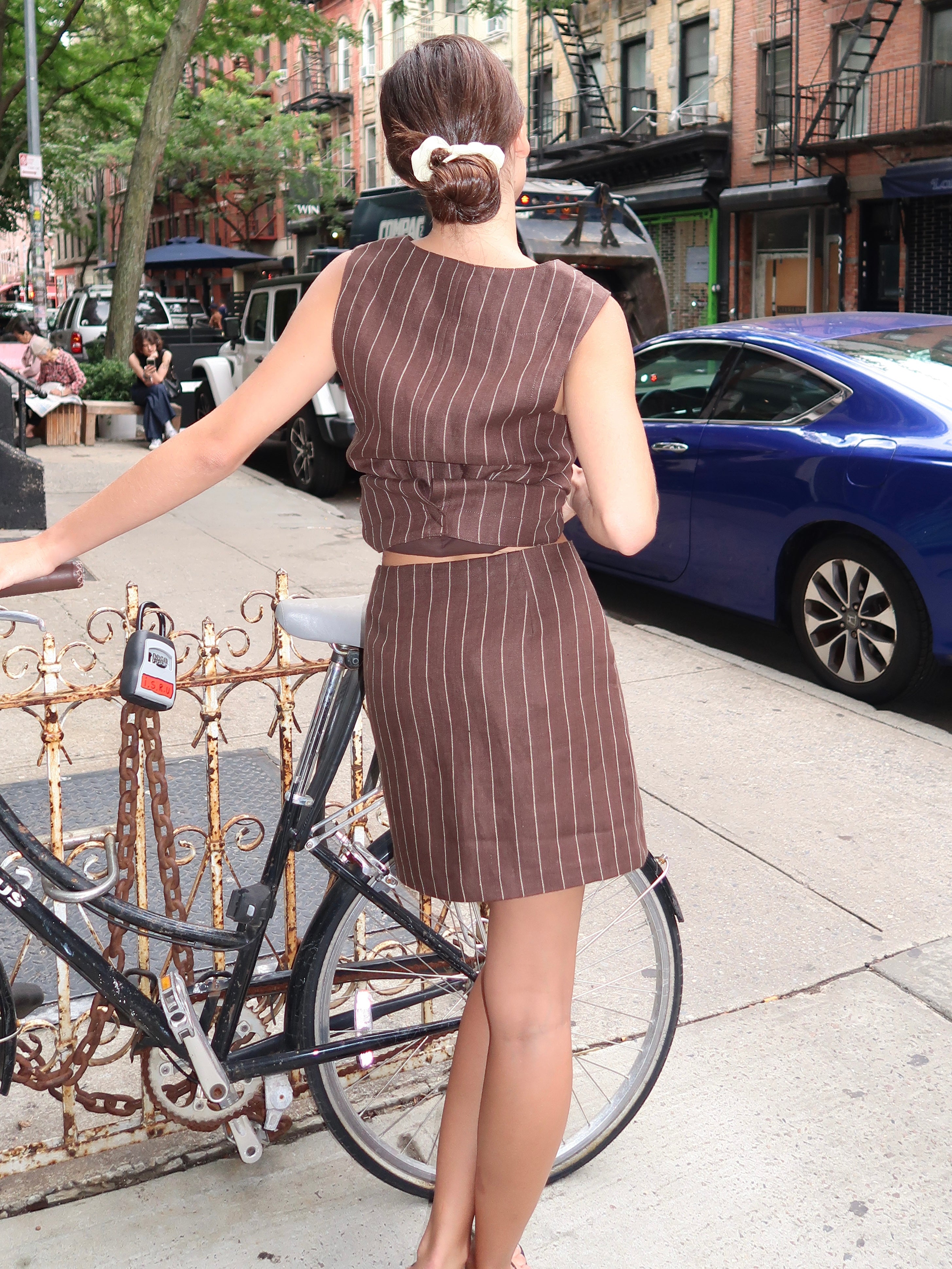 Alice Skirt in Chocolate Cream Stripe