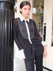 Flemming Shirt in Black/Ivory Polka Dot