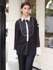 Flemming Shirt in Black/Ivory Polka Dot