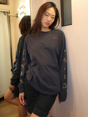Pizza Party LS Washed Tee in Charcoal