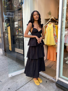 Monique Ruffle Maxi Dress in Black