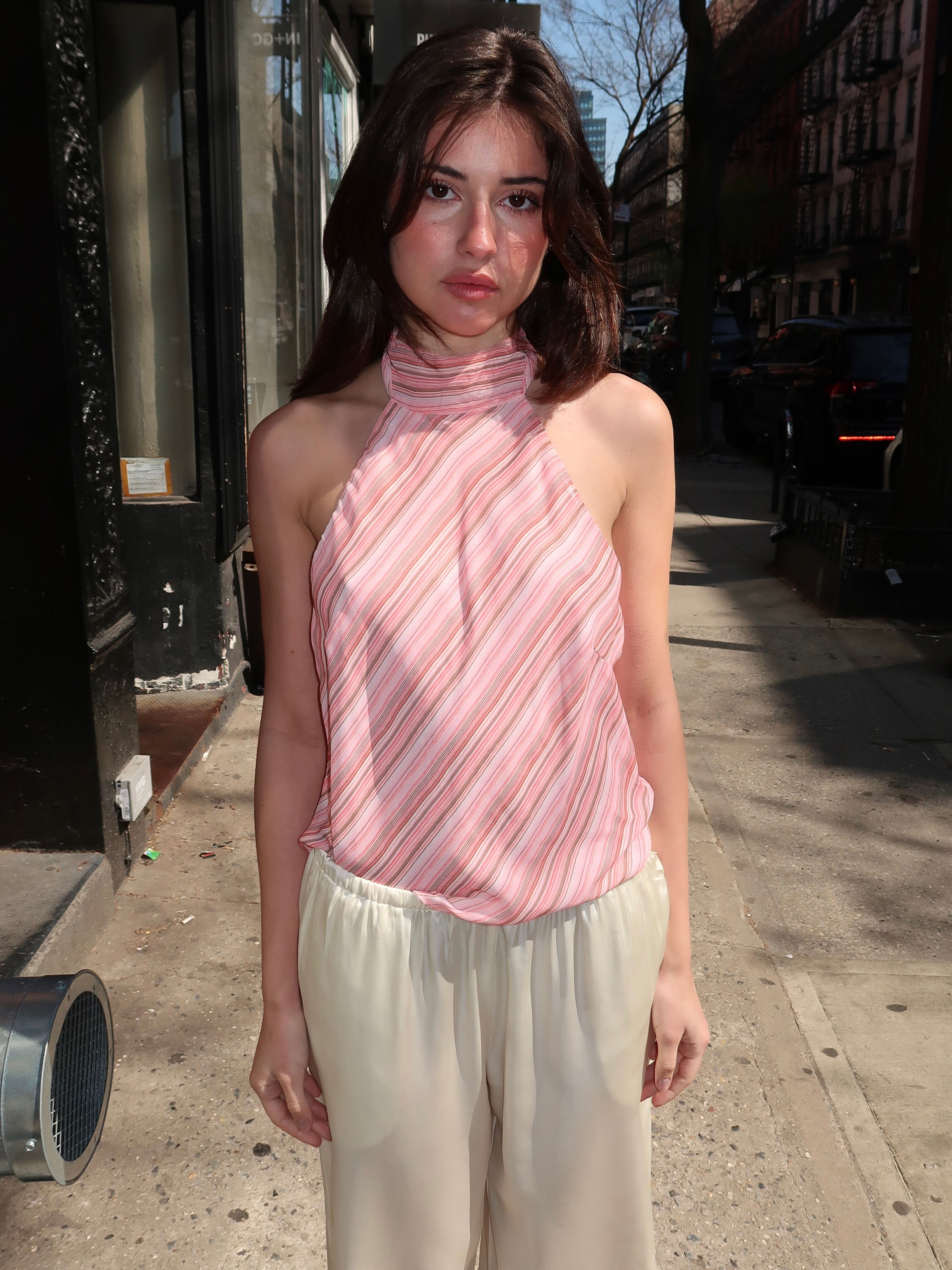 The Piper Top in Pink Stripe