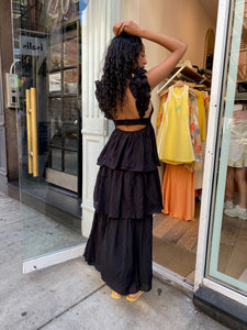 Monique Ruffle Maxi Dress in Black