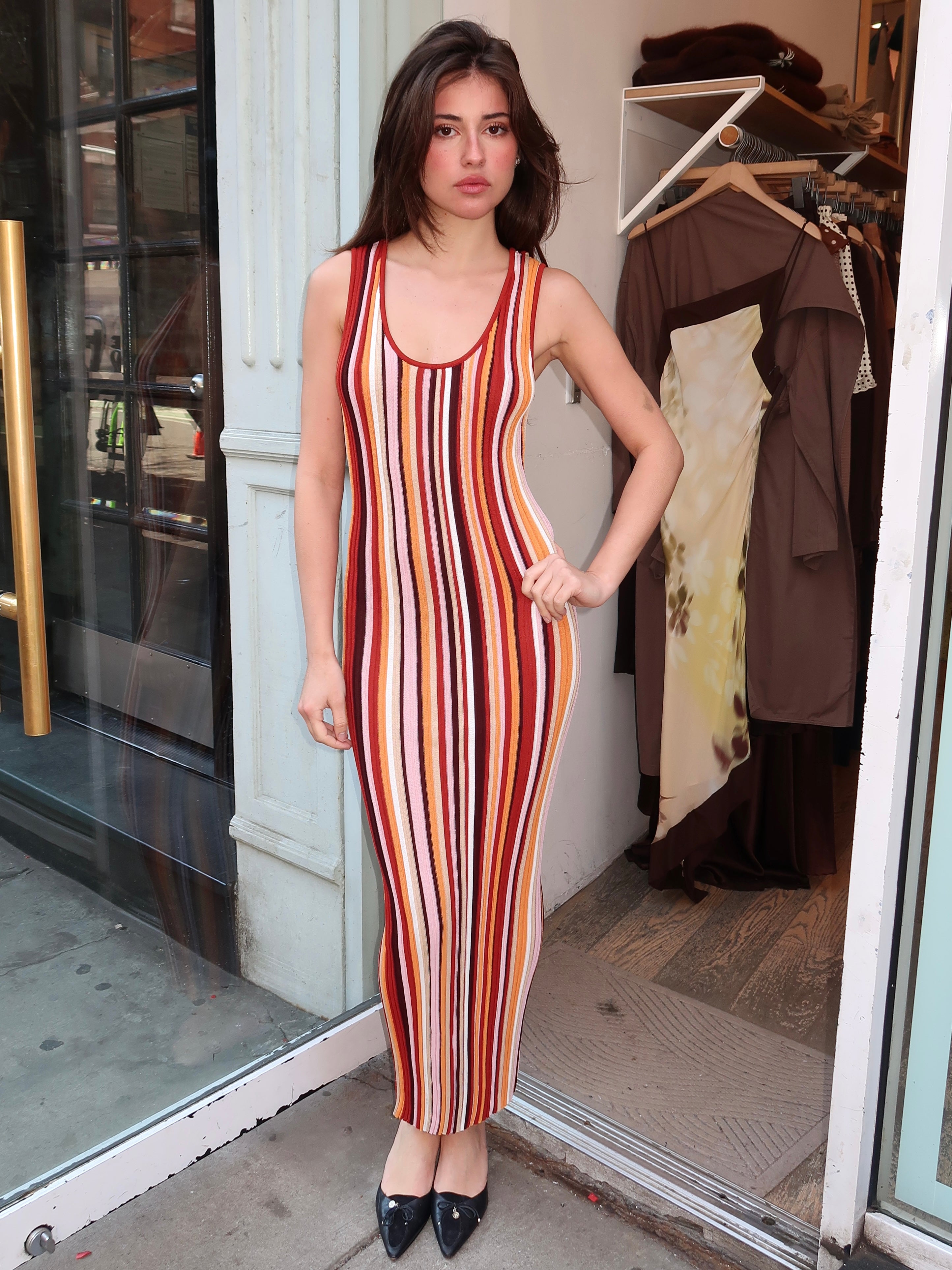 saint laurent knit dress Long Tank Dress in Rib Knit – Antonioli.eu main image 0