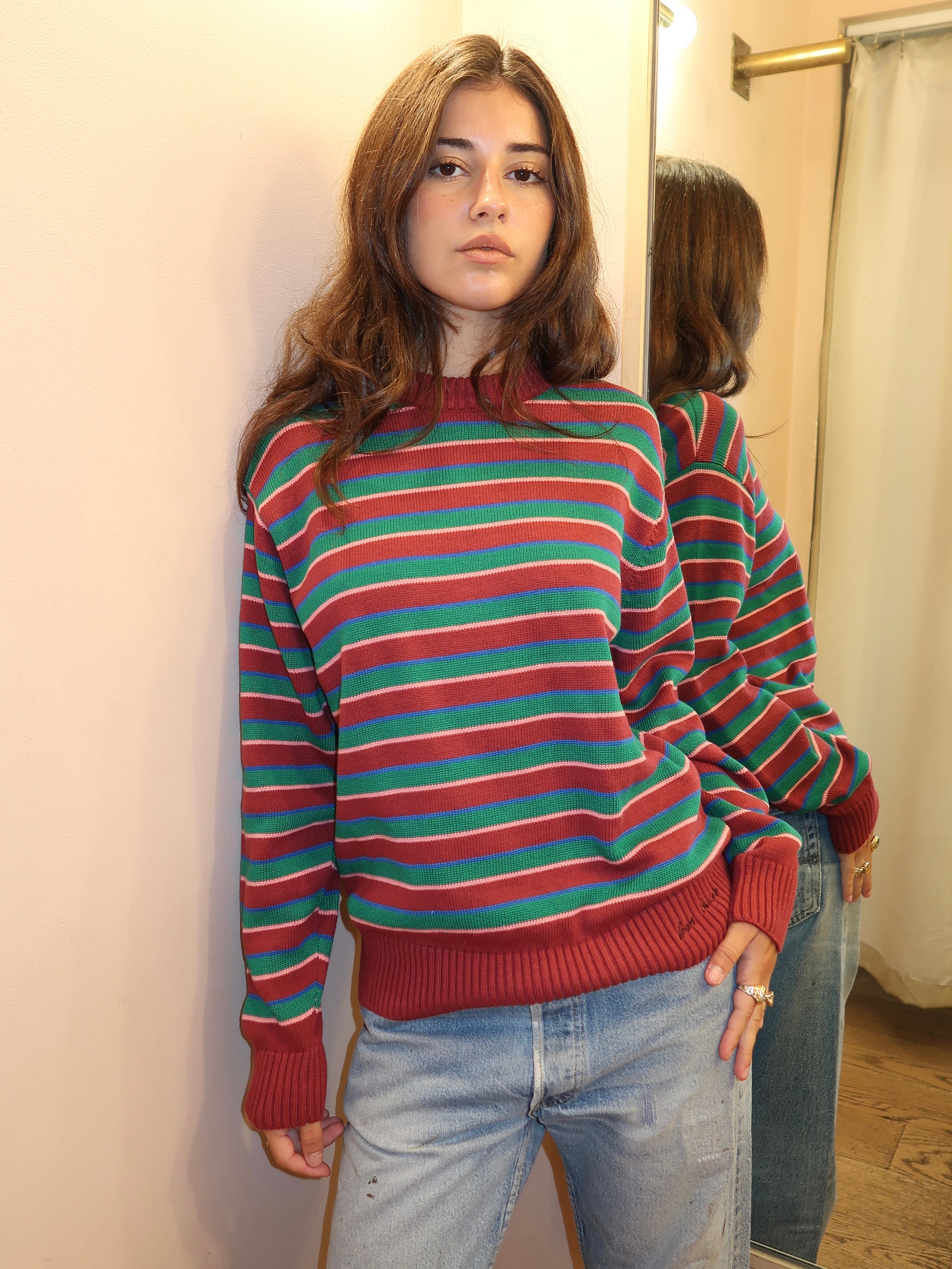 Striped Fitted Cotton Jumper in Multi