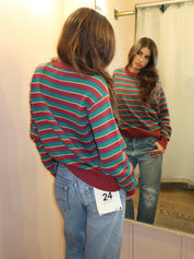Striped Fitted Cotton Jumper in Multi