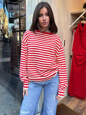 I Can't Believe It's Not Vintage Crewneck in Red Stripe