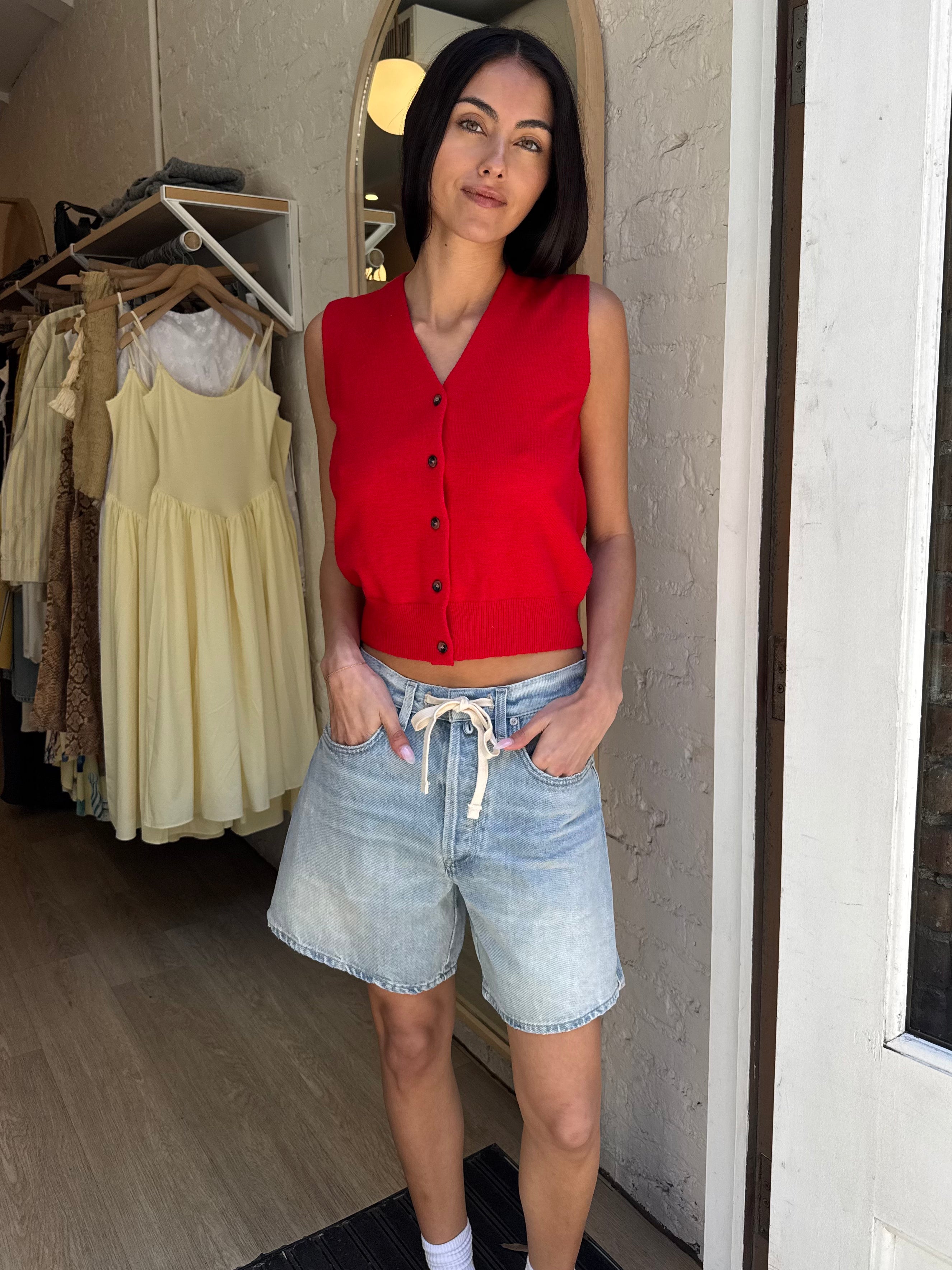 Eria Sweater Vest in Red