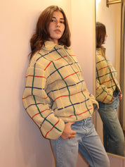 Color Striped Sheepskin Jacket in Multi