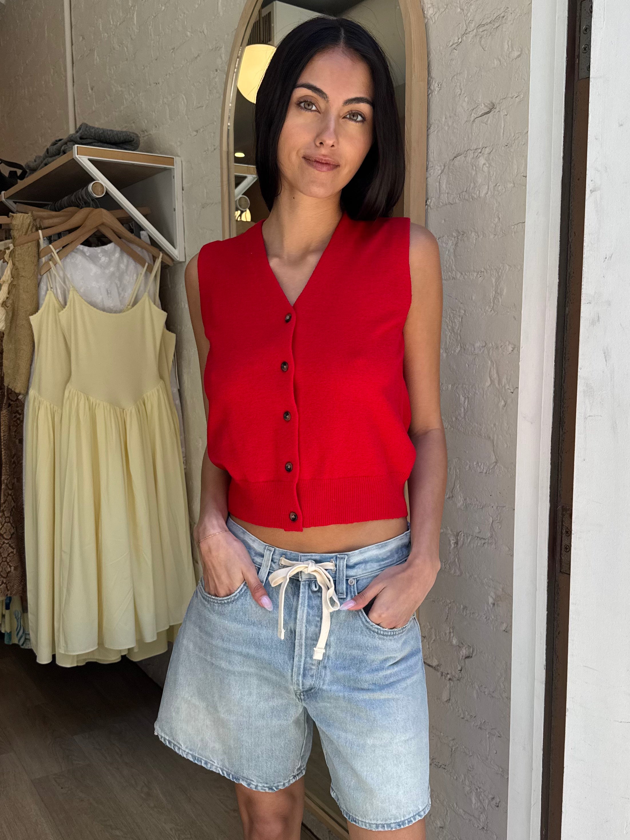Eria Sweater Vest in Red