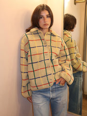 Color Striped Sheepskin Jacket in Multi