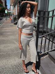 Kace Gaucho Pants in Tan Stripe