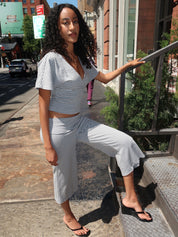 Kace Gaucho Pants in Blue Stripe