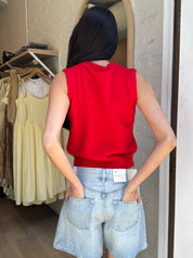 Eria Sweater Vest in Red