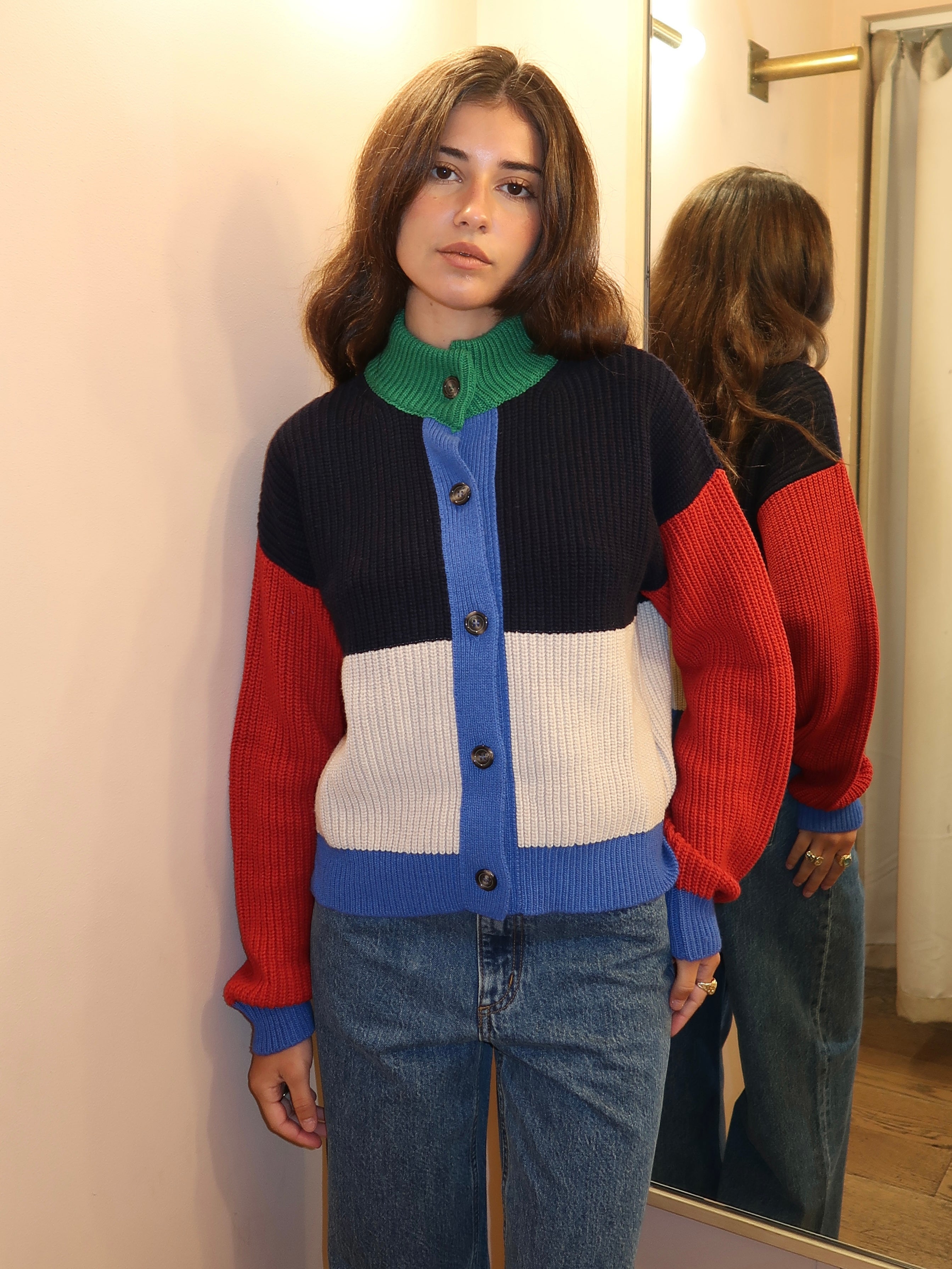 Color Block Cardigan in Multi