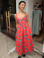 Victoria Dress in Blue Radishes