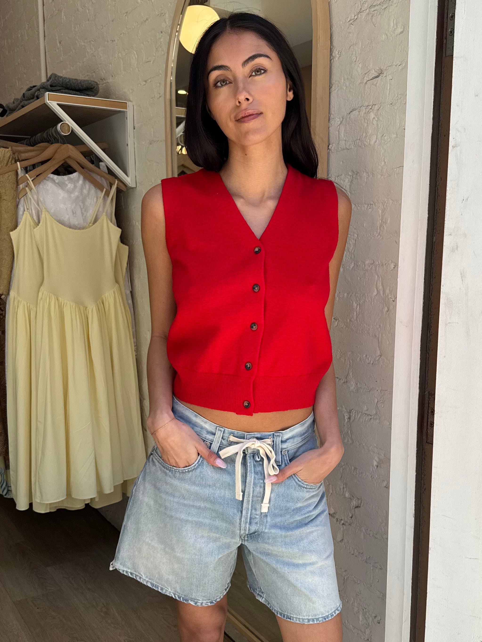 Eria Sweater Vest in Red