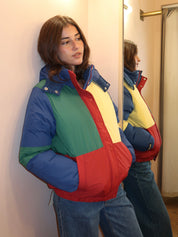 Color Block Padded Puffer in Multi