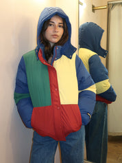 Color Block Padded Puffer in Multi