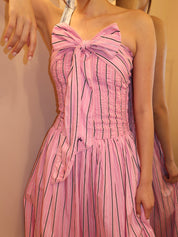 Mia Midi Dress in Pink Business Stripe