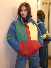 Color Block Padded Puffer in Multi