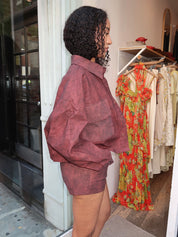 Mariah Embossed Jacket in Burgundy