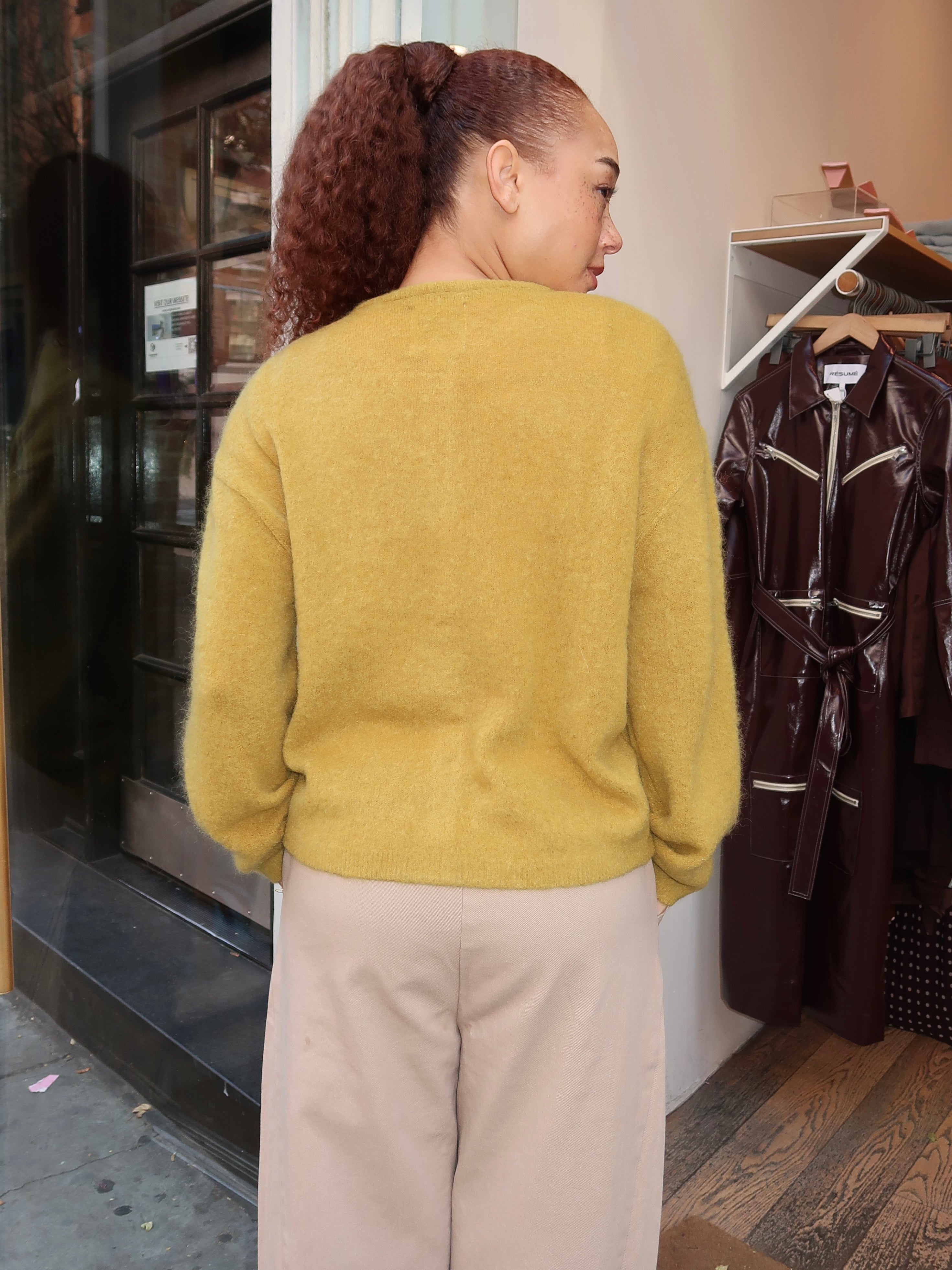 Leila Mohair Cardigan in Bistro Yellow – Isalis