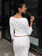 Keely Pointelle Long Sleeve in White