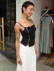 Siyana Button Tank in Black