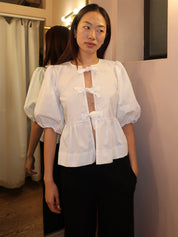 Stacie Poplin Top in White