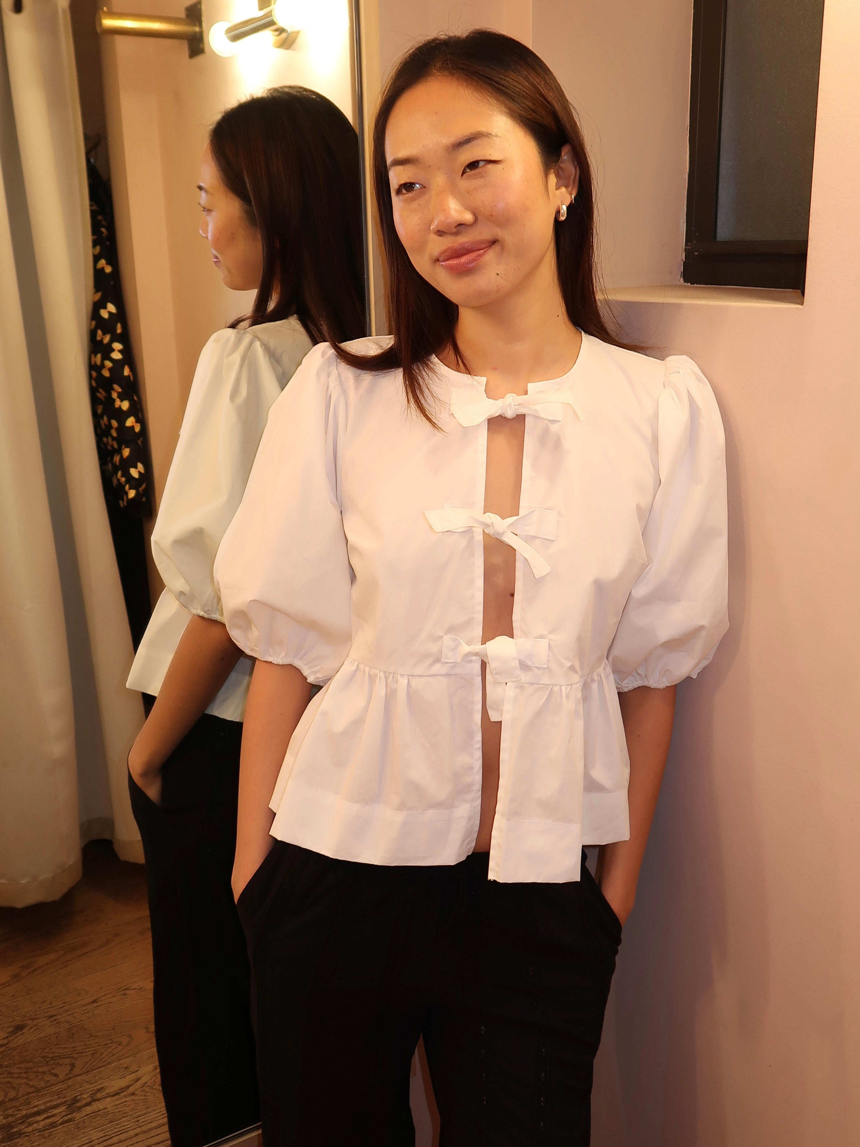 Stacie Poplin Top in White