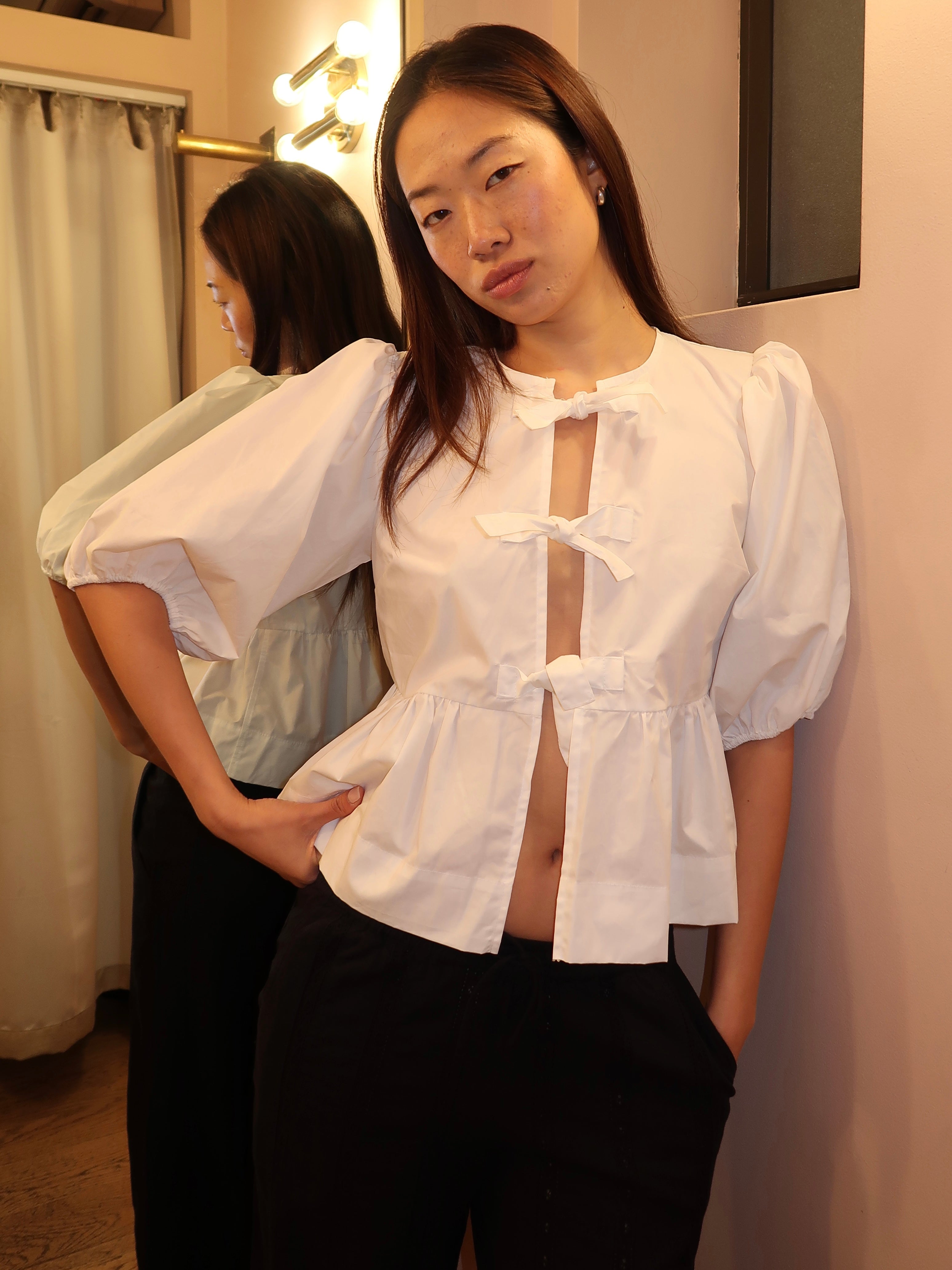 Stacie Poplin Top in White