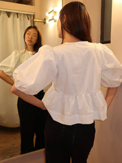 Stacie Poplin Top in White