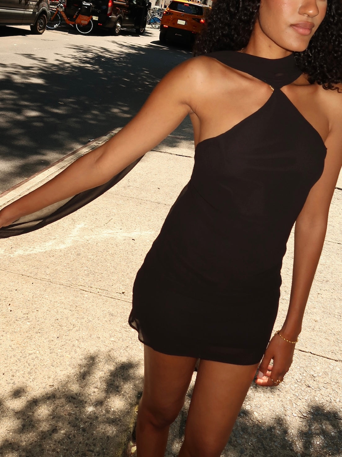 Rusalina Scarf Mini Dress in Black