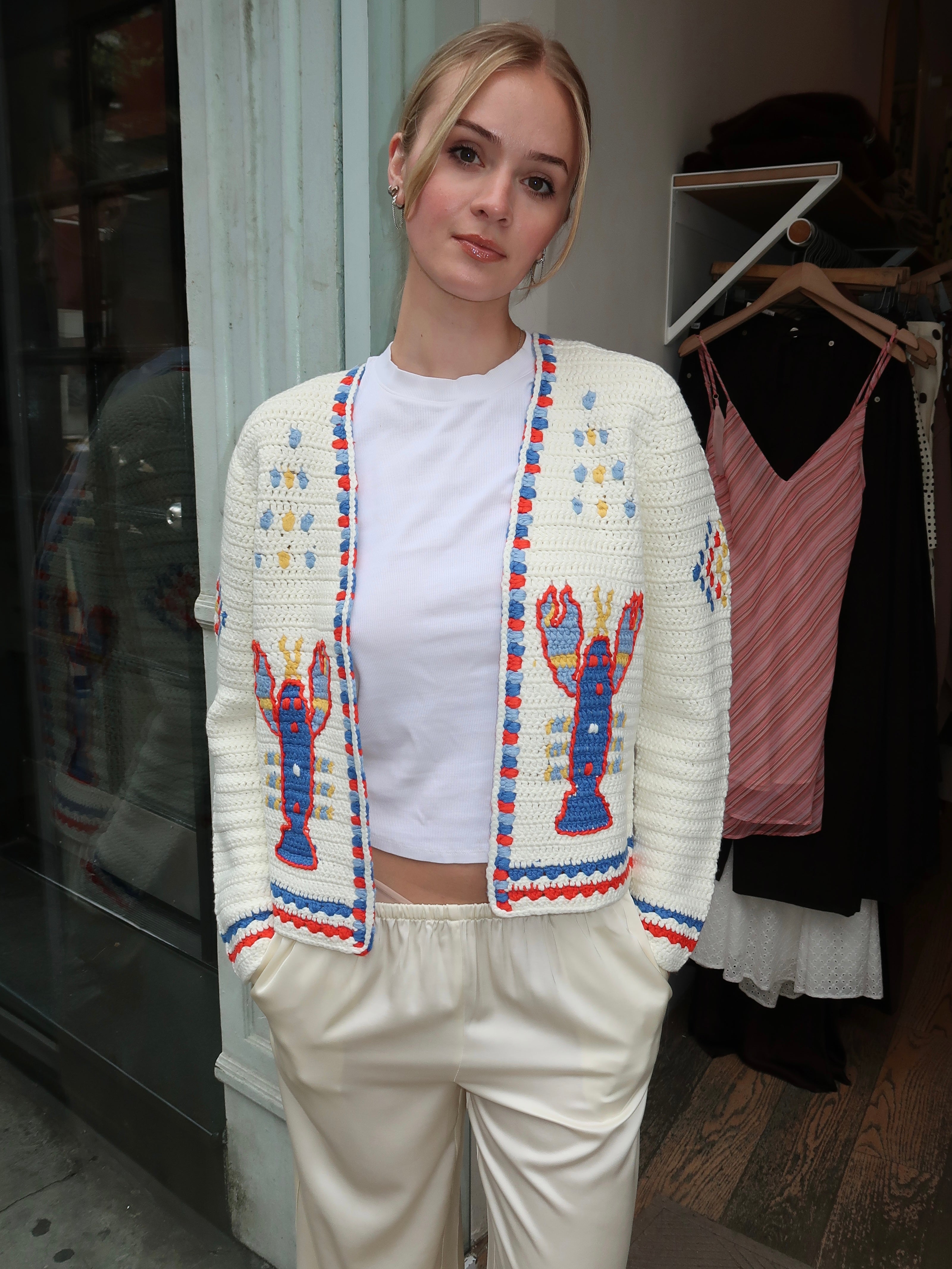 トップス DICH HENDERSON MOTER CARDIGAN Callen Cardigan in Lobster Multi – Isalis