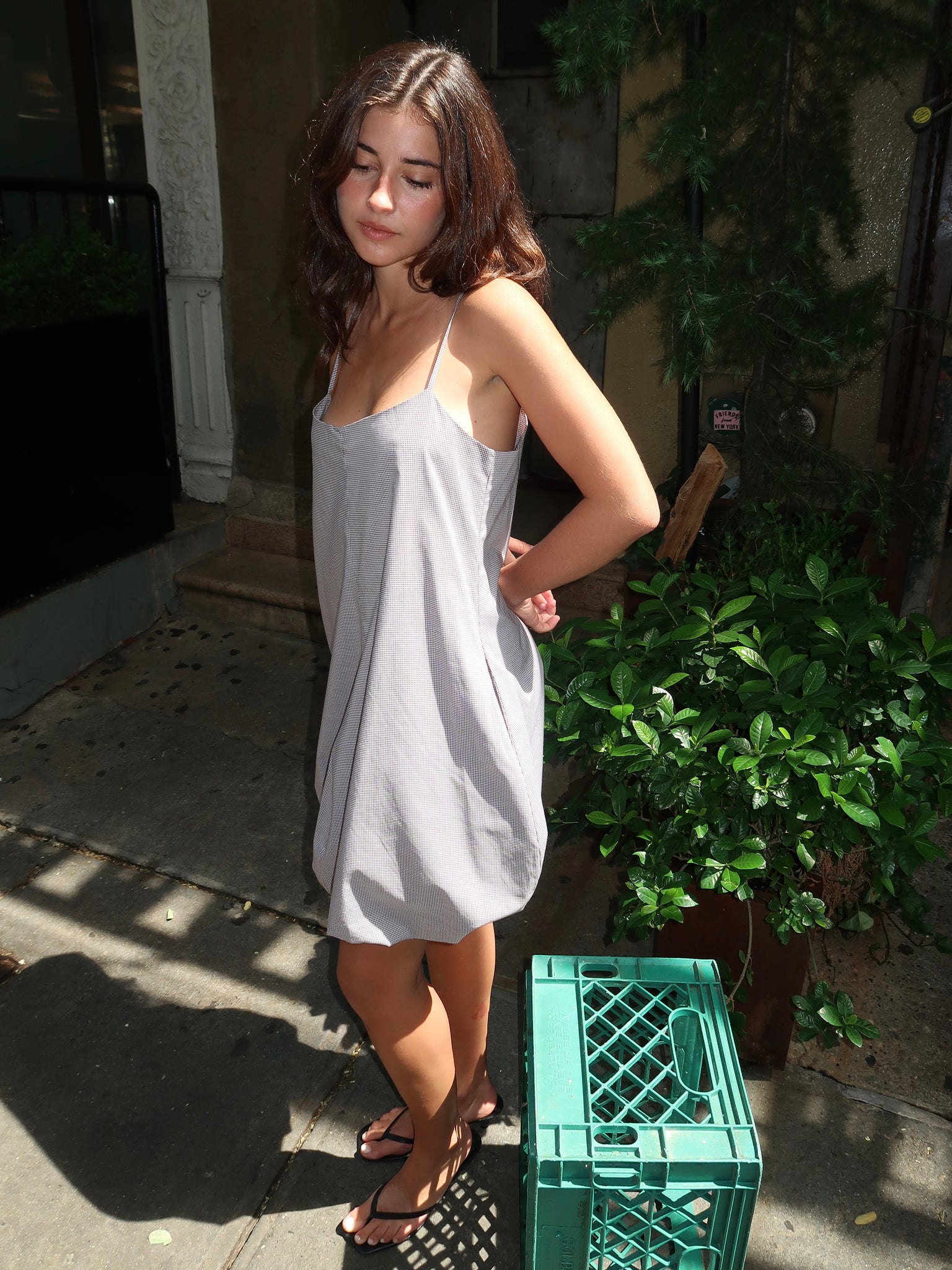 annalise mini dress in gingham organza Guizio Anica Gingham Mini Dress Blue / XS