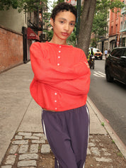 Pisces Button Down Cardigan in Red
