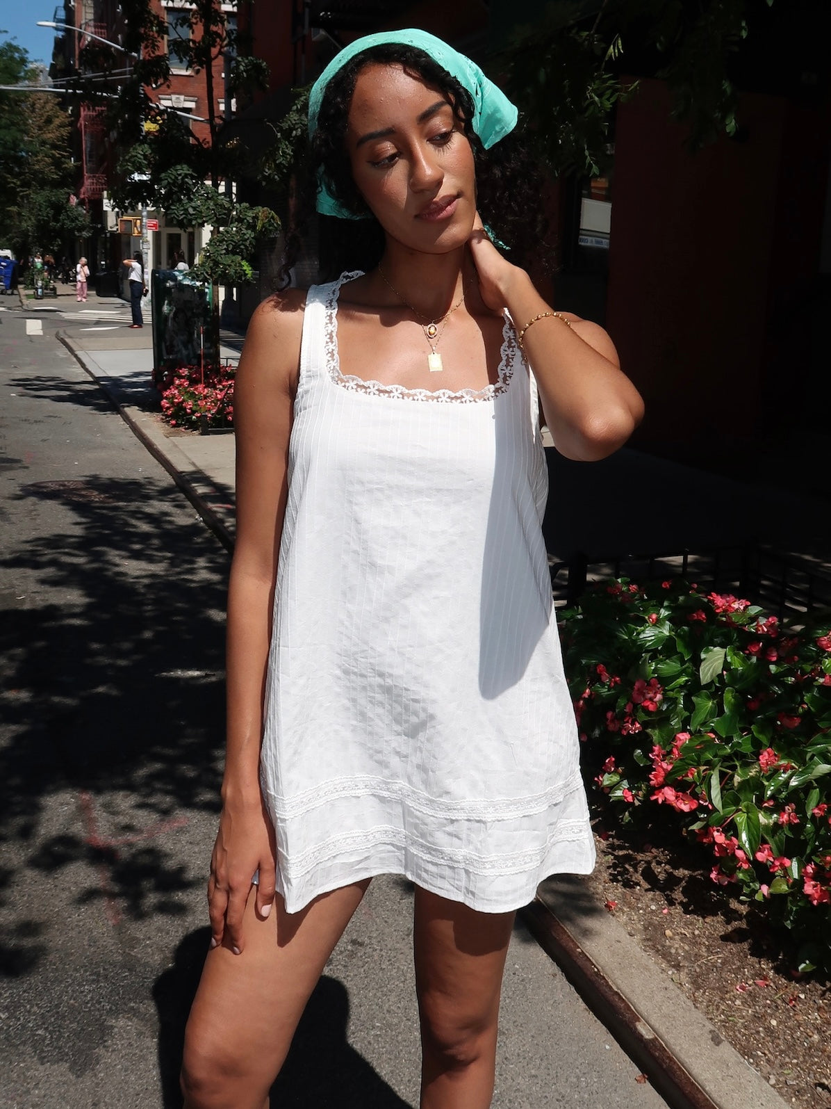 Aziel Babydoll Dress in White