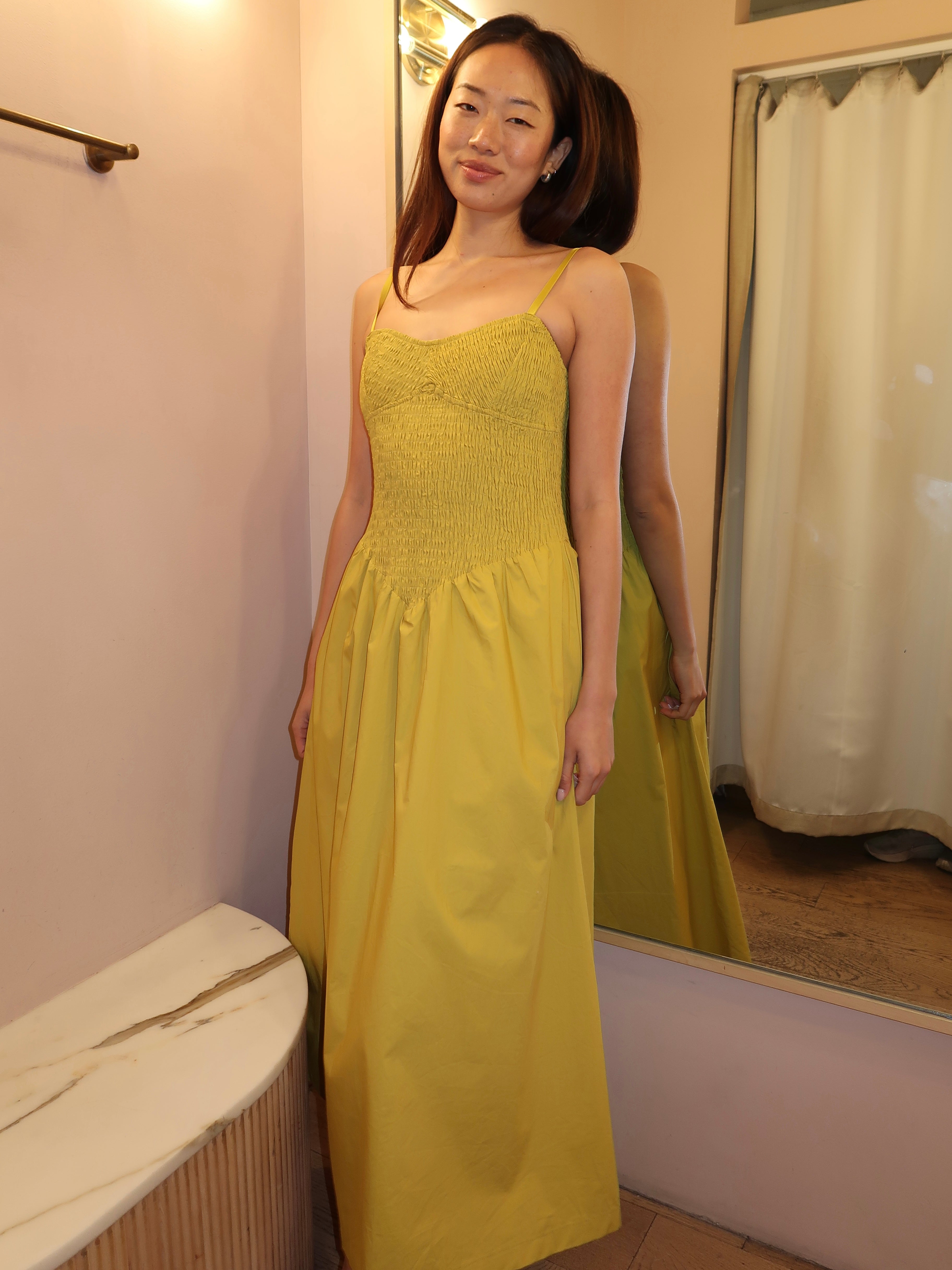 Mila Smocked Maxi Dress in Chartreuse